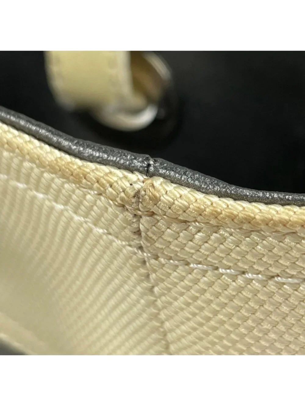 Chanel Tote Bag Paris Biarritz PM CC Logo Handle Gray Ivory